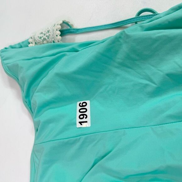 Ella Moss One Piece Swimsuit Womens Medium New Sea Green Halter Lace Beach - Picture 7 of 9